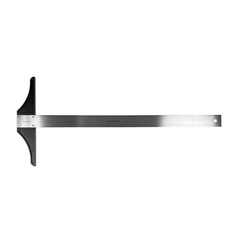 Pacific Arc 24 Inch T Square, Traditional Stainless Steel, Graduated Inch and Metric