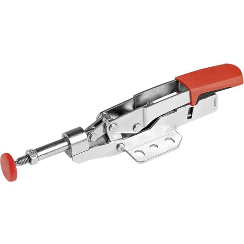 BESSEY STC-IHH15 Horizontal Auto-Adjust Toggle Nickel Plated Clamp with In-Line Clamping Action, Silver Horizontal In-Line