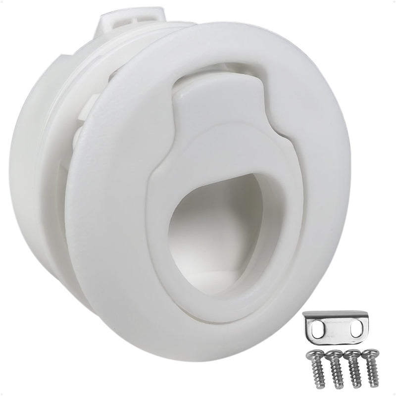 Five Oceans 2" Flush Pull Slam Latch Door Hatch, White UV-Stabilized and Corrosion-Resistant ABS Plastic, 2-Inch Cutout Hole Required - FO2864