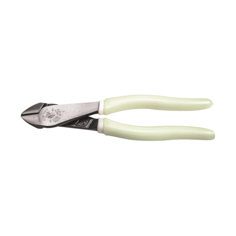 Klein Tools D200028GLW Pliers, Made in USA, Hi-Viz Diagonal Cutting Pliers with Short Jaws and Glow in the Dark Handles, 8-Inch 1