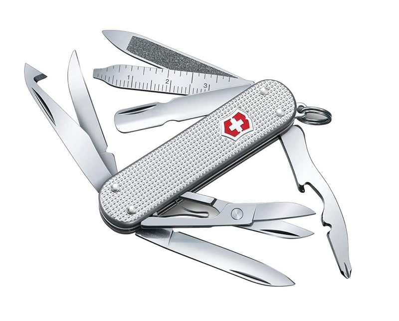 Victorinox Mini Champ Alox Swiss Army Knife,15 Functions, Silver | Orange Peeler | Cuticle Pusher | swiss army knife | small swiss army knife | medium pocket knife for men | everyday carry