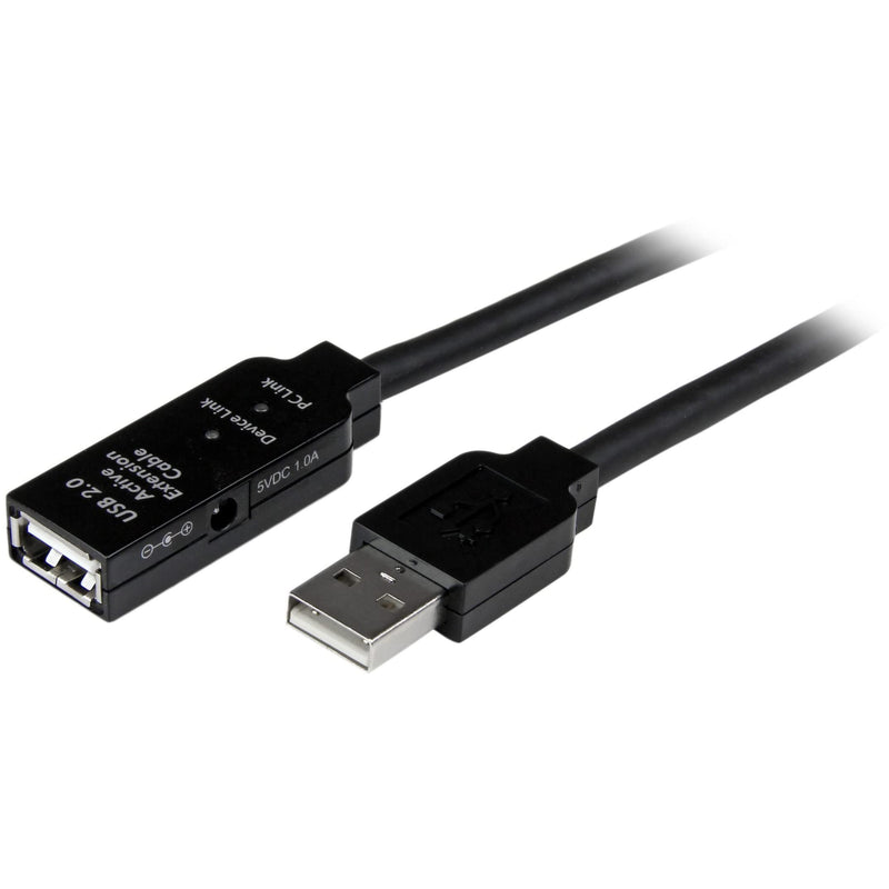 StarTech.com 10m USB 2.0 Active Extension Cable M/F - 10 meter USB 2.0 Repeater / Extender Cable USB A (M) to USB A (F) 10 m Black - 3 ft, TAA (USB2AAEXT10M) 32.8 ft