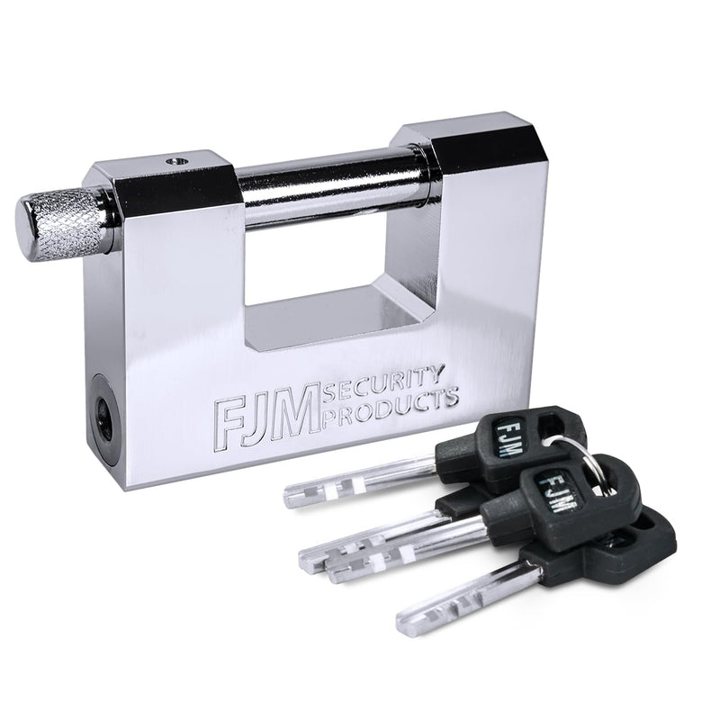 FJM Security SPSA80-KD 3-1/8" Triple Chrome Plated D-Shaped Security Padlock, Keyed Different
