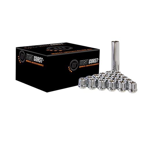 West Coast Wheel Accessories 1/2" Open Bulge Acorn Spline Lug Nuts 0.85" 5 Lug Install Kit Chrome