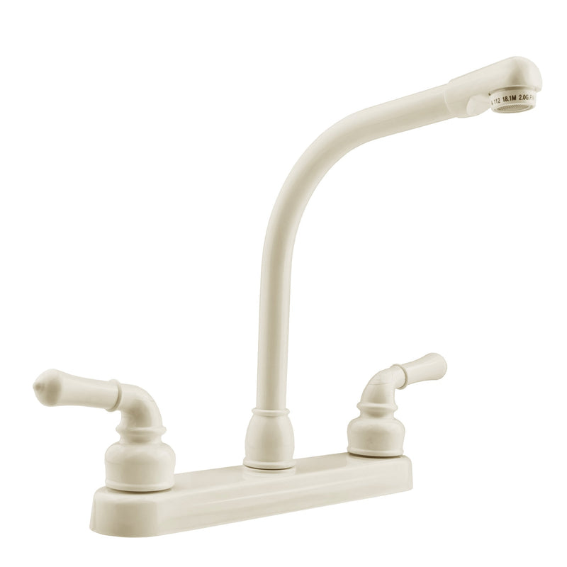 Dura Faucet DF-PK210C-BQ Hi-Rise RV Kitchen Sink Faucet with Classical Levers (Bisque Parchment) Bisque Parchment