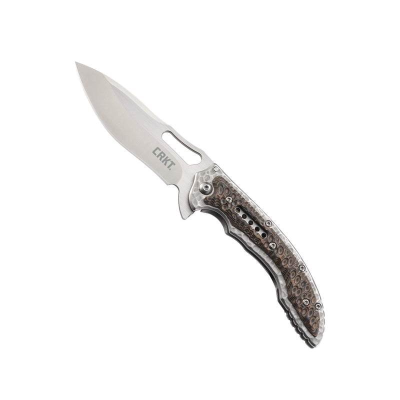 CRKT Fossil Folding Pocket Knife: Compact Stainless Steel Plain Edge EDC Folder with Frame Lock, Everyday Carry Knife, Satin Blade Finish 5460, Brown Fossil Compact - Brown