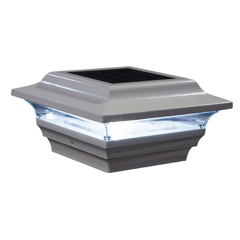 Classy Caps SL211W 4x4 Imperial Solar Post Cap, White – High-Performance LED Lights, Durable Cast Aluminum, Warm and Cool Light Modes, Fits 4"x4" or 3.5"x3.5" Posts, Ideal for Decks, Fences 4x4 Inch