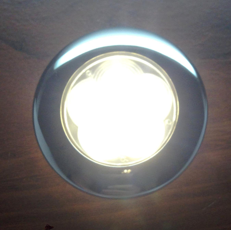 MARINE BOAT 6 LED WARM WHITE CEILING COURTESY LIGHT STAINLESS STEEL RIM FLUSH