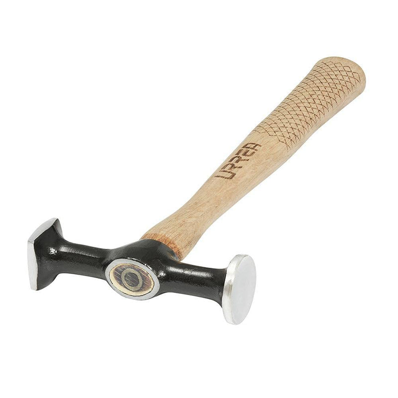 URREA Auto Body Hammer - 13" Straight Pein Finishing Hammer with Round Face, Chisel End & Oak Handle - 1424
