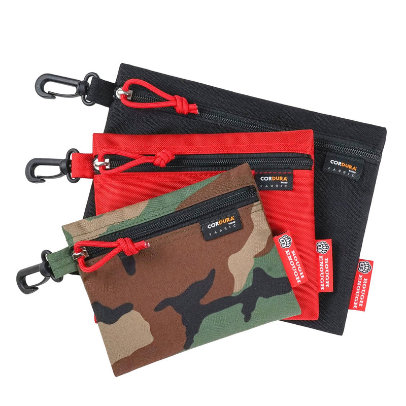 Rough Enough 3-Pack Small Tool Pouches with Zipper & Buckle Clip, Different Sizes Molle Pouch Set for Tactical, Camping, Fishing, Survival, Water-Resistant Small Tool Bags