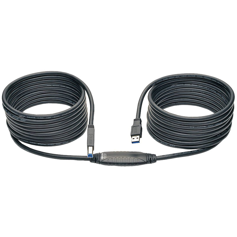 Tripp Lite USB 3.0 SuperSpeed Active Repeater Cable (AB M/M) 25-ft. (U328-025), Black