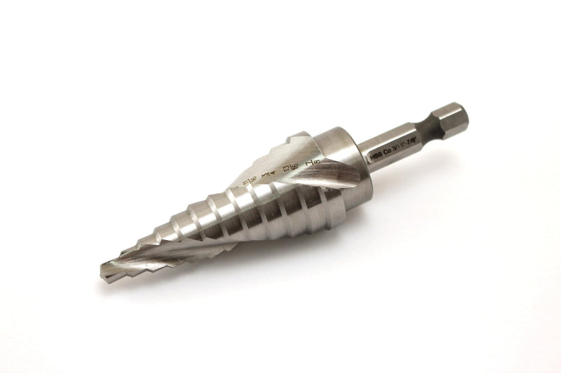 TEMO M35 Cobalt Spiral Flute Step Drill Unibit, 12 Size 3/16 Inch to 7/8 Inch, 1/4 Inch Hex Shank 3/16" - 7/8"