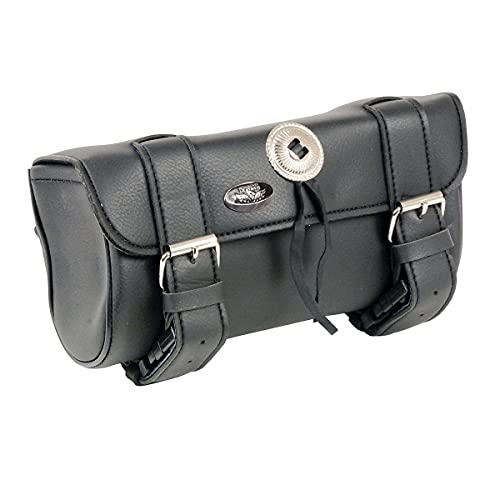Milwaukee Leather SH62601 Black Small PVC Double Strap with Concho Windshield-Tool Bag - One One Size