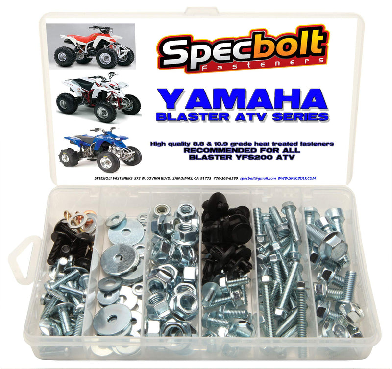 Specbolt Fasteners Brand 150pc Bolt Kit. Fits: Yamaha Blaster YFS200 ATV Maintenance Body fenders lugs Motor Engine Exhaust
