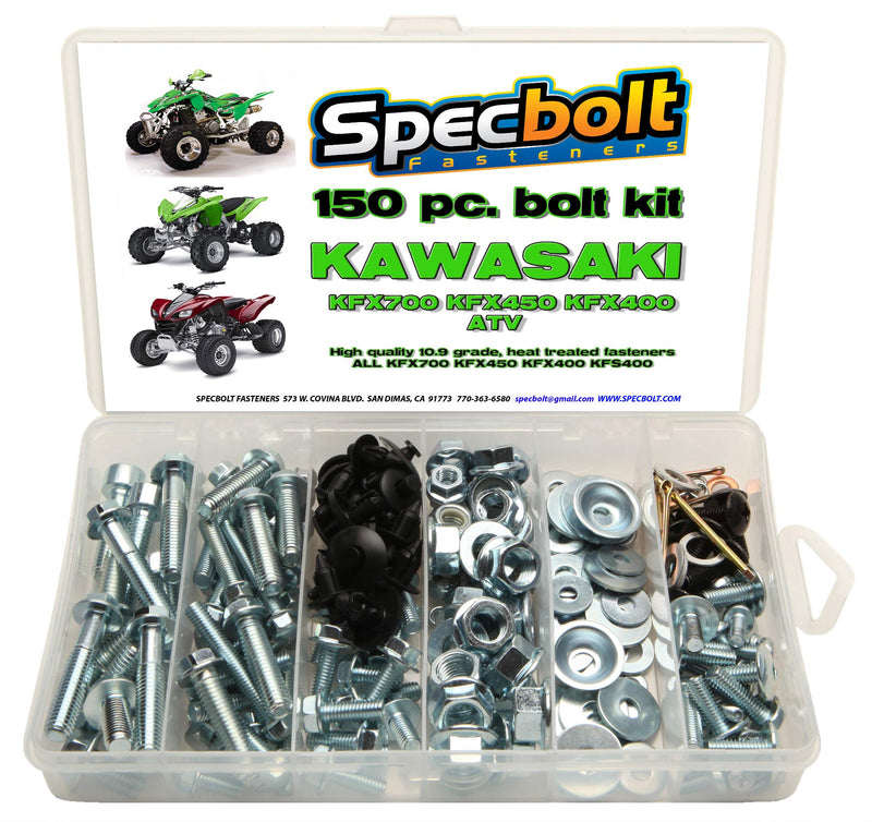 150pc Specbolt ATV Bolt Kit FITS: Kawasaki KFX450R KFX700 KFX 450 700 400 450R KFX450 for Maintenance & Restoration OEM Spec Fasteners