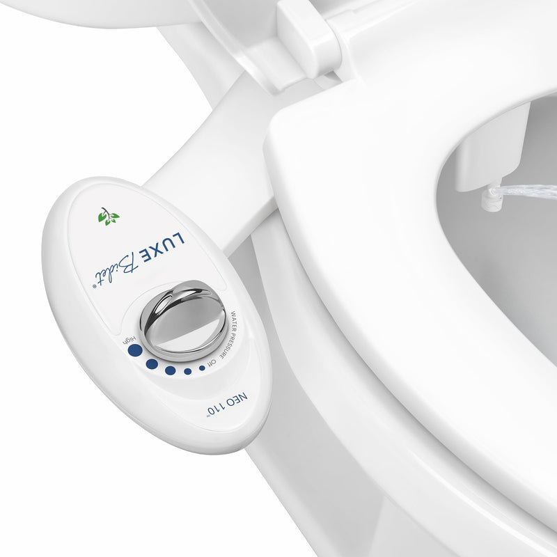 LUXE Bidet NEO 110 - Single Nozzle, Non-Electric Bidet Attachment for Toilet Seat, Adjustable Water Pressure, Rear Wash (White) White
