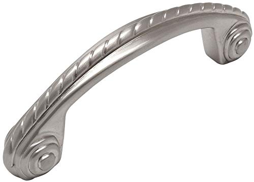Cosmas 10 Pack 4114SN Satin Nickel Rope/Scroll Cabinet Hardware Handle Pull - 3" Inch (76mm) Hole Centers