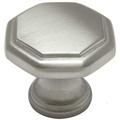 Cosmas 10 Pack 5181SN Satin Nickel Cabinet Hardware Octagon Knob - 1-1/4" Diameter