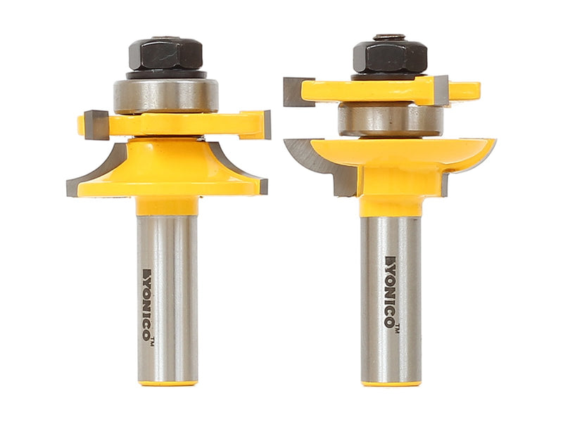 YONICO Cabinet Door Rail and Stile Router Bits Set 2 Bit Round Over 1/2-Inch Shank 12238