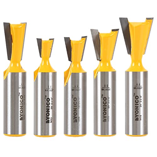 YONICO Dovetail Router Bit Set 5 Bit 1/2-Inch Shank 14520 5 Bit Set - 1/2" Shank