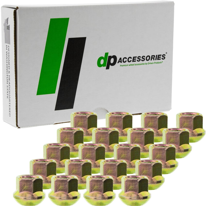 DPAccessories Zinc Lug Nuts - Compatible Replacement for Porsche - N-020-112-1, 900-182-001-01 - for Factory/OEM Steel Wheels - Set of 20 - LOR2B8CZOGD05020 Gold 20 Lug Nuts