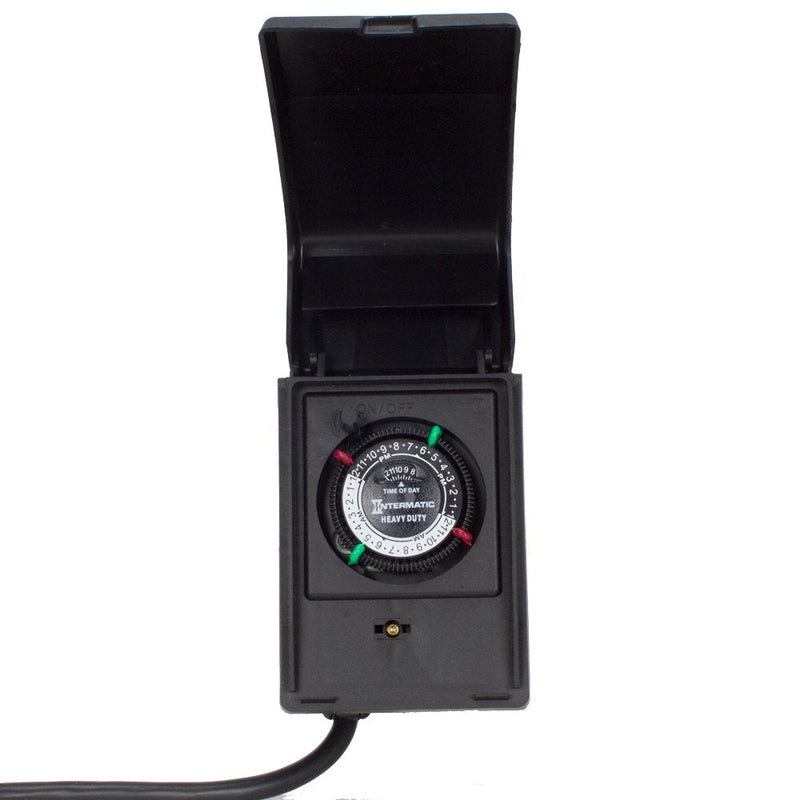 Intermatic HB11K Heavy-Duty Outdoor Plug-in Timer – 2 ON/2 Off Settings, 30-Min Minimum Intervals, Weatherproof Flip Cover, 15A/1800W, 1 HP Rated, 13" Cord – Ideal for Pool Pumps, Lights, Decorations