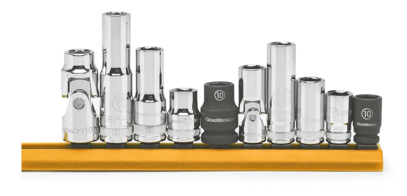 GEARWRENCH 10 Pc. 1/4" & 3/8" Drive 6 Pt. Single Size Socket Set, 10mm - 80319