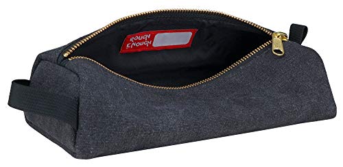 Rough Enough Waxed Canvas Small Tool Pouch Bag, Black 9 x 4 x 2.5 inch