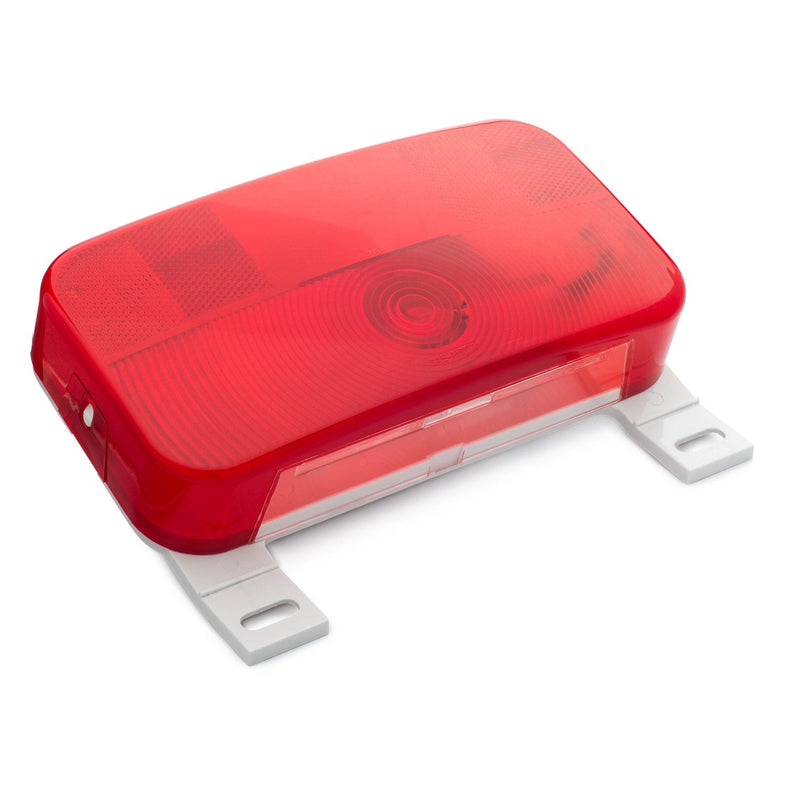 Lumitronics Red Surface Mount Light, License Bracket and License Light, Stop/Turn/Tail for RV, Trailer, Camper, 5th Wheel, Motorhome (White) With License Bracket & Light White