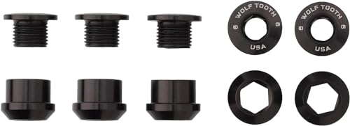 Wolf Tooth Set of 5 Chainring Bolts+Nuts for Single-Ring (1X) Drivetrains Black