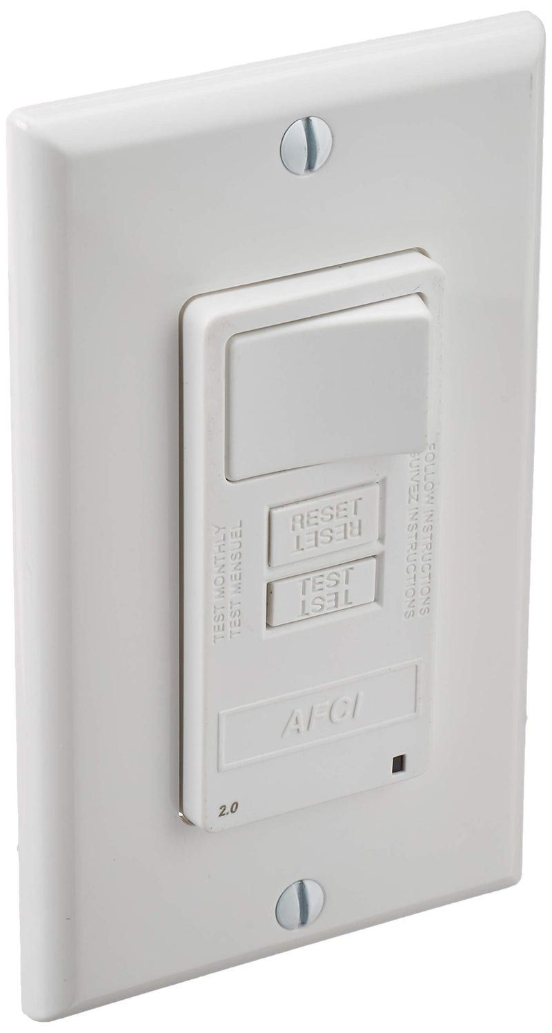 Leviton AFCI/Switch Combination, 15 Amp, Self Test, LED Indicator Light, AFSW1-W, White 15A AFCI, with Switch 1 Pack