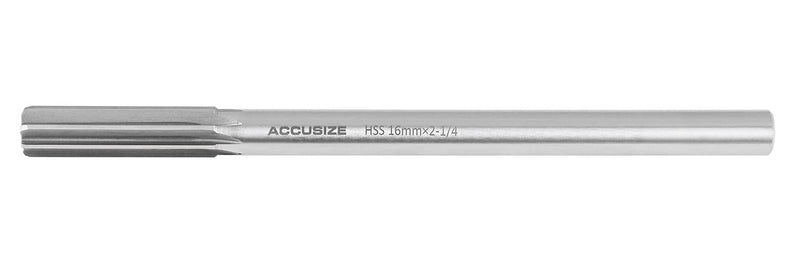 Accusize Industrial Tools 16.0 mm H.S.S. M2 Straight Shank Straight Flute Chucking Reamers, Right Hand, 14.4 mm Shank Dia, 8 Flute, 9'' Oal, 0400-5160