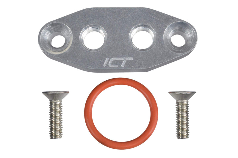 ICT Billet LS Twin Turbo Dual 1/8" NPT Oil Feed Line Adapter Plate LS1 LSX kit Port LS3 Billet Plate Supply Pressure Sensor Cover LS3 LS2 LQ4 LQ9 LS6 L92 L99 L33 LR4 551666