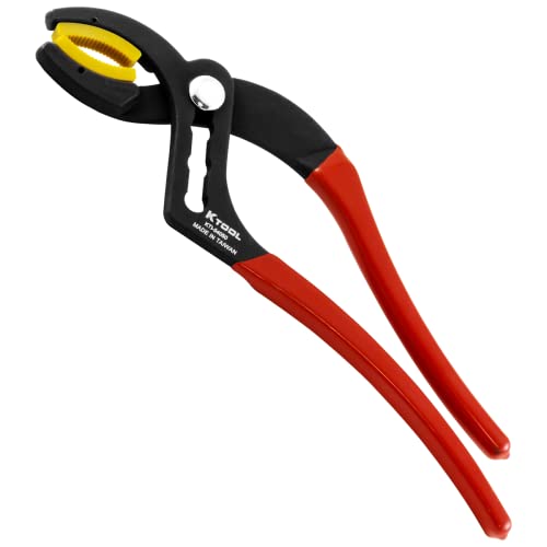 K Tool International 54050; 10" Long Cannon Plug Pliers, Non-Marring Nylon Jaw, 4 Adjustable Positions, Fits A-N Electrical Connectors 3/4" to 2-1/2" Ideal for Gripping Items without Damaging