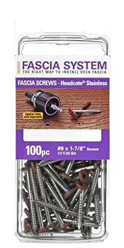 Headcote Stainless Steel Fascia Screws 9 x 1-7/8" T-20 Star Drive Cedar 100 Pieces