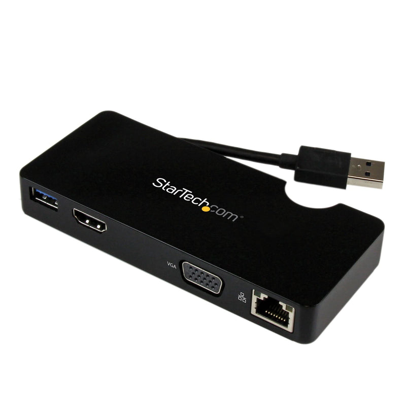 StarTech.com USB 3.0 to HDMI or VGA Adapter Dock - USB 3.0 Mini Docking Station w/ USB, GbE Ports - Portable Universal Laptop Travel Hub (USB3SMDOCKHV) , Black 1x USB-A 3.0 | HDMI, VGA