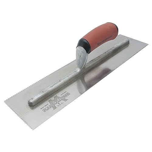 Marshalltown Two-Sided U-Shaped Notched Trowel, 16 Inch, Assembled in USA 1/16x 1/32x 1/32