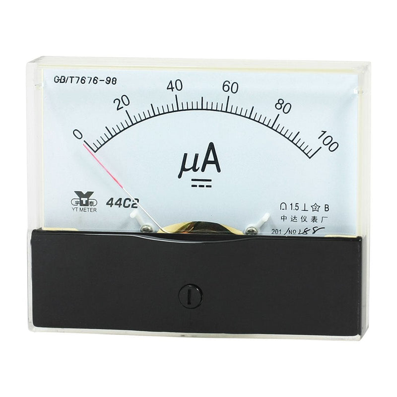 uxcell Analog Current Panel Meter DC 0-100uA 44C2 Ammeter 100x48x80mm for Automotive Circuit Testing Charging Battery Ampere Tester Gauge Pack of 1
