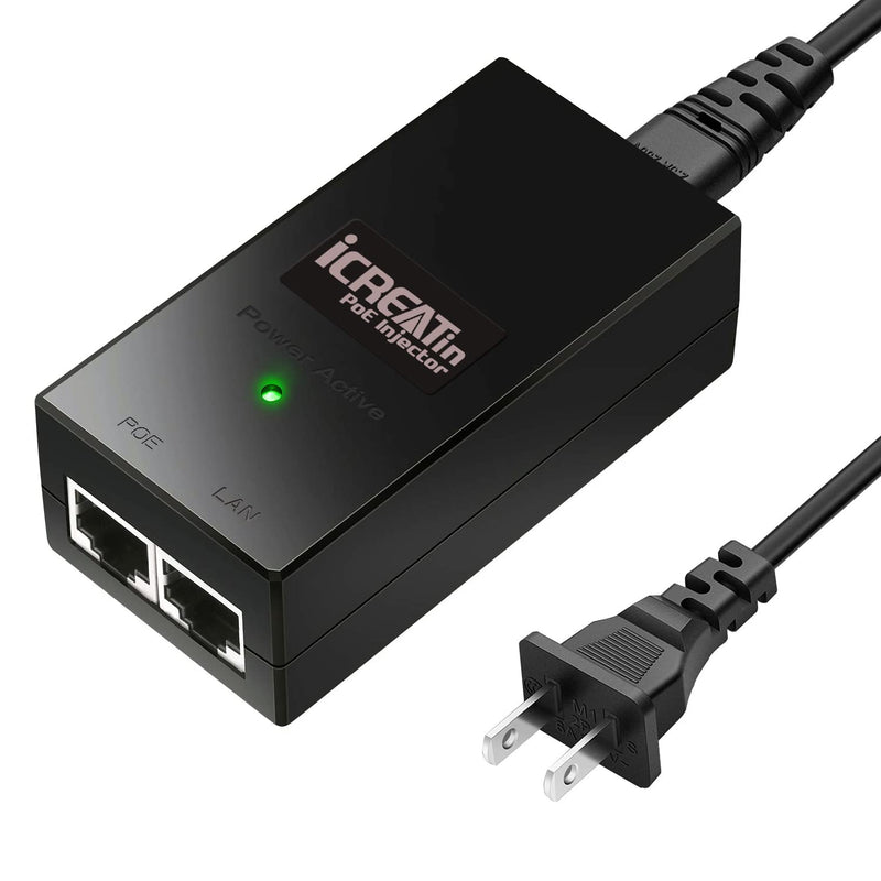 48V POE Injector Adapter, 30W PoE Power Over Ethernet Supply,10/100Mbps IEEE802.3af/at, Compatible for Ubiquiti POE-48-24W, Amcrest/Hikvision/YI/Polycom/Aastra Camera and Phones 10/100M PoE,30W