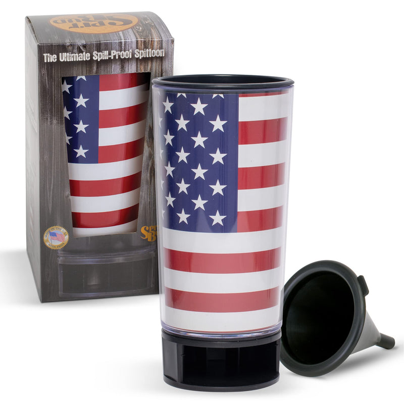 Spit Bud Spittoon with Can Opener, US Flag American Flag