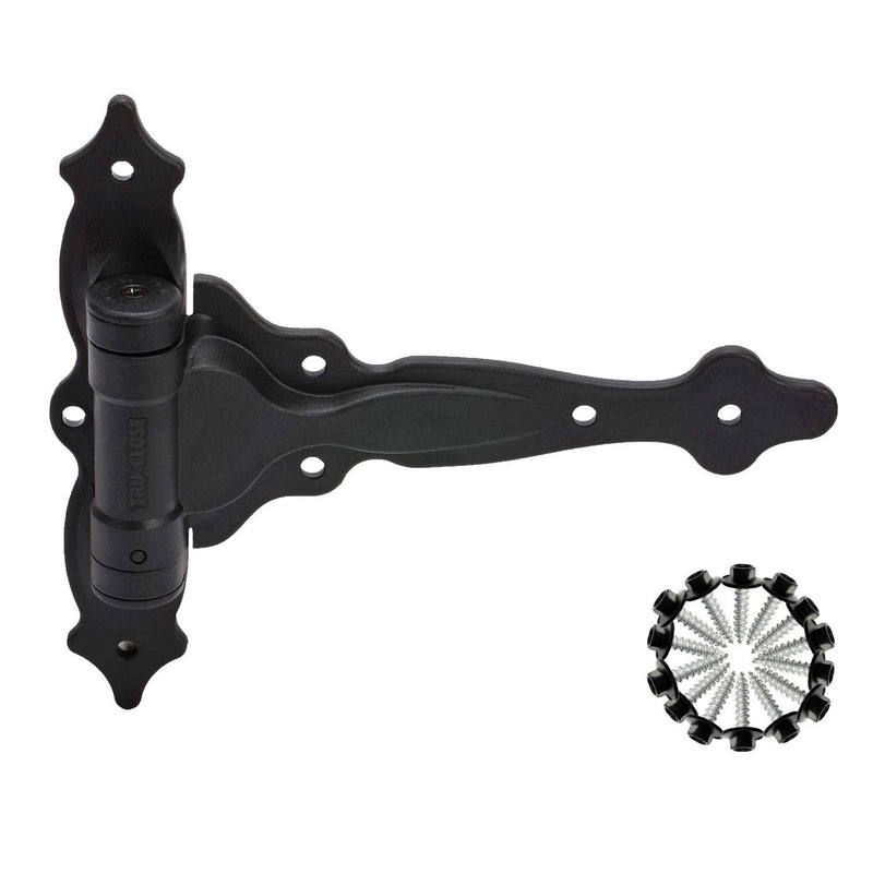 D&D Technologies TCA4S TruClose Decorative Regular Duty Gate Hinges, for Self Closing Wood Gates up to 55 Pounds, Black, 2 Count
