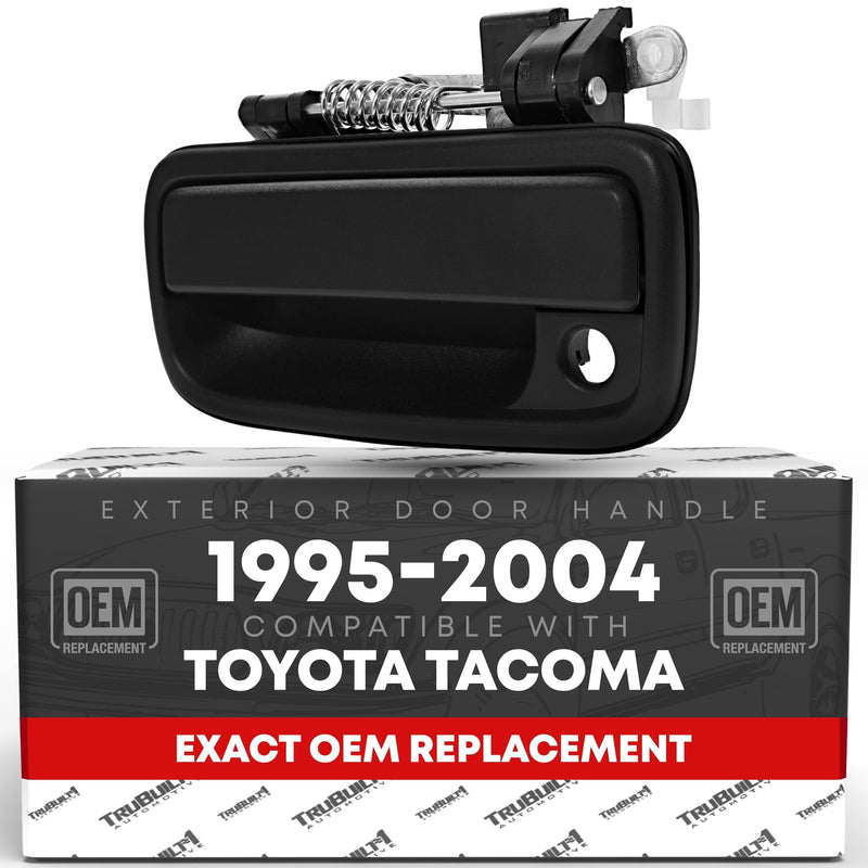 Exterior Front Driver Door Handle Replacement - Compatible with 1995-2004 Toyota Tacoma - Smooth Black, Plastic - OEM 69220-35020, 91319, 79344, TO1310117 Driver Handle (Plastic)