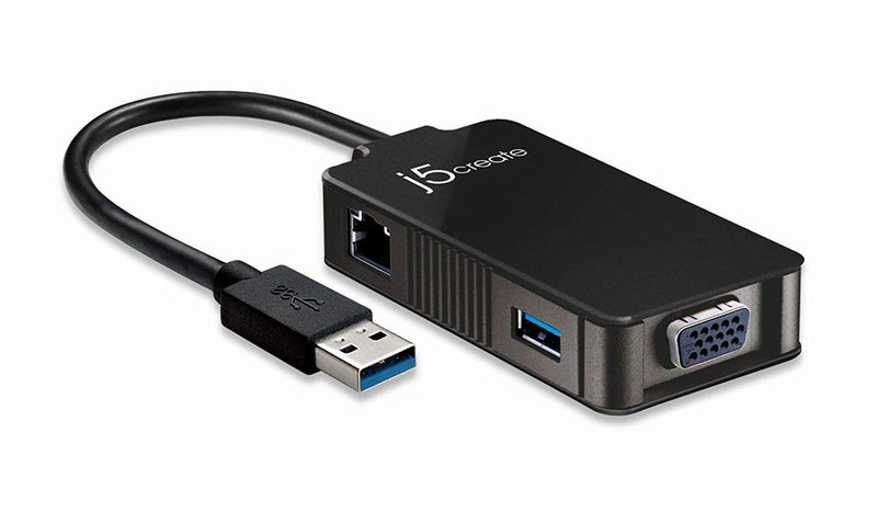 j5create USB to VGA Adapter- USB 3.0/2.0 & Gigabit Ethernet Multi Monitor Display Hub | External Graphics Card Converter | 5 Gbps Transfer Speed | 1080p HD Video Playback | 2048 x 1152 @ 32 bit
