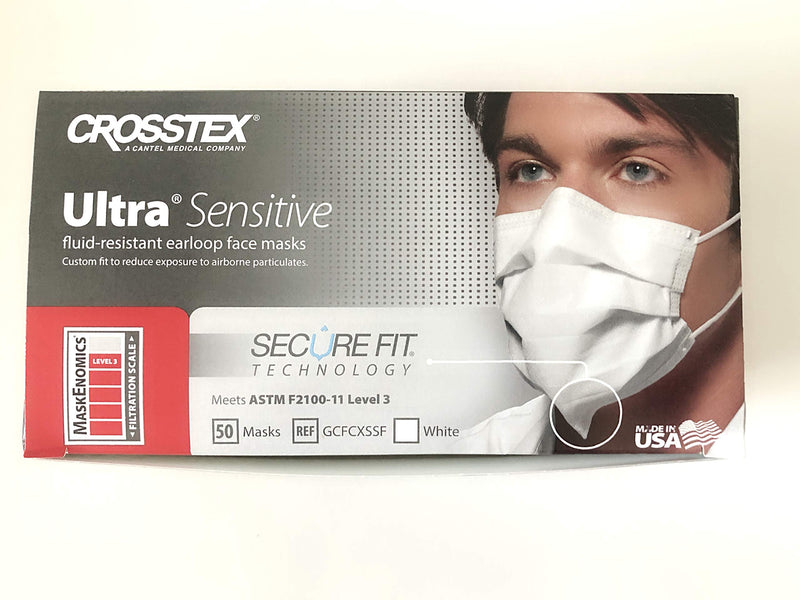 Crosstex International GCFCXSF Crosstex Ultra Sensitive Earloop Mask
