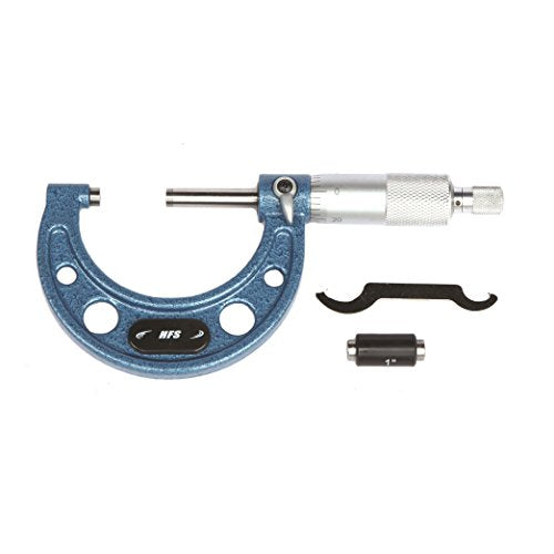 HFS(R) Outside Micrometer with 0.0001" Accuracy, Carbide Anvil and Laser-Etched Scale (1-2"x0.0001", Classic Ratchet) 1-2"x0.0001"