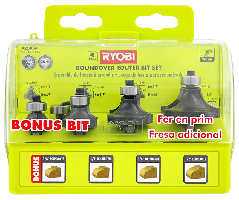 ROUNDOVER Router BIT Set 4-PIECE