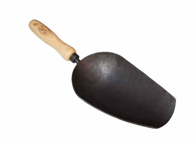 DeWit Forged Scoop Trowel - Heavy Duty Garden Tool with Extra Large Head, Tempered Boron Steel Blade & Ash Hardwood Handle (13.5" Total Length, 0.7lbs)