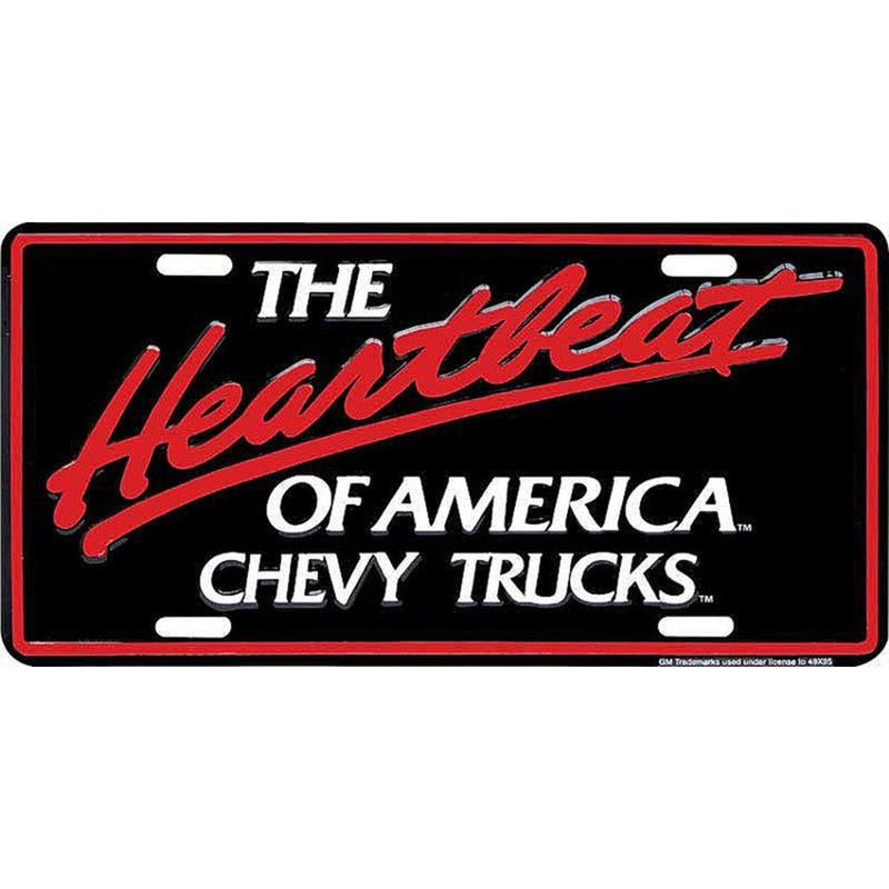 Signs 4 Fun Parody License Plate - Chevy Truck Heartbeat - 12” x 6” Decorative License Plate Wall Decor - Decoration Plate Man Cave + Garage - Made in The USA