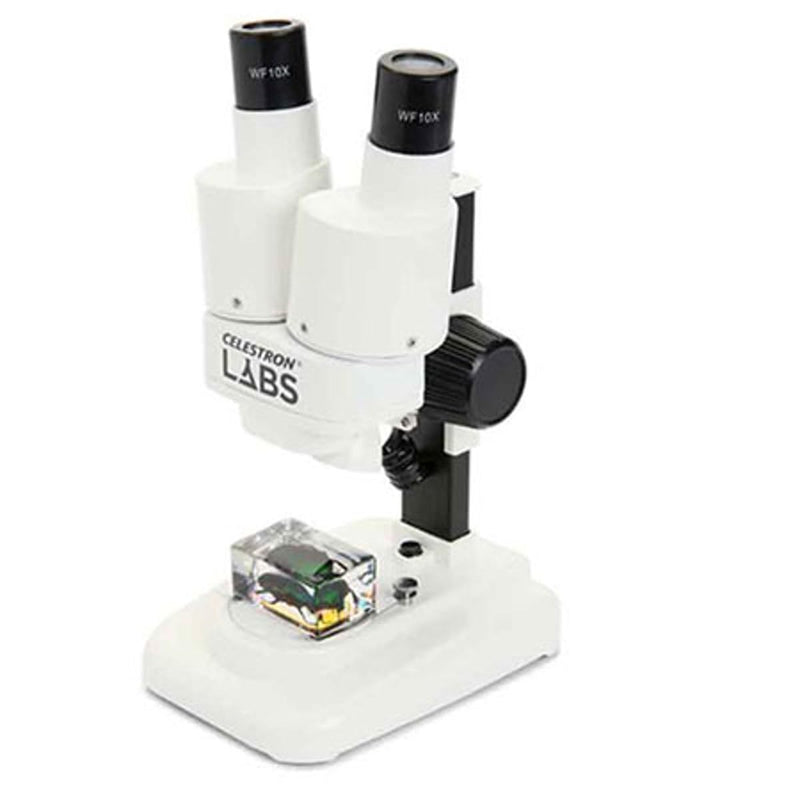 Celestron – Celestron Labs – Binocular Stereo Microscope – 20x Magnification – Upper LED Illumination – Includes 2 Specimens S20 - Stereo Microscope