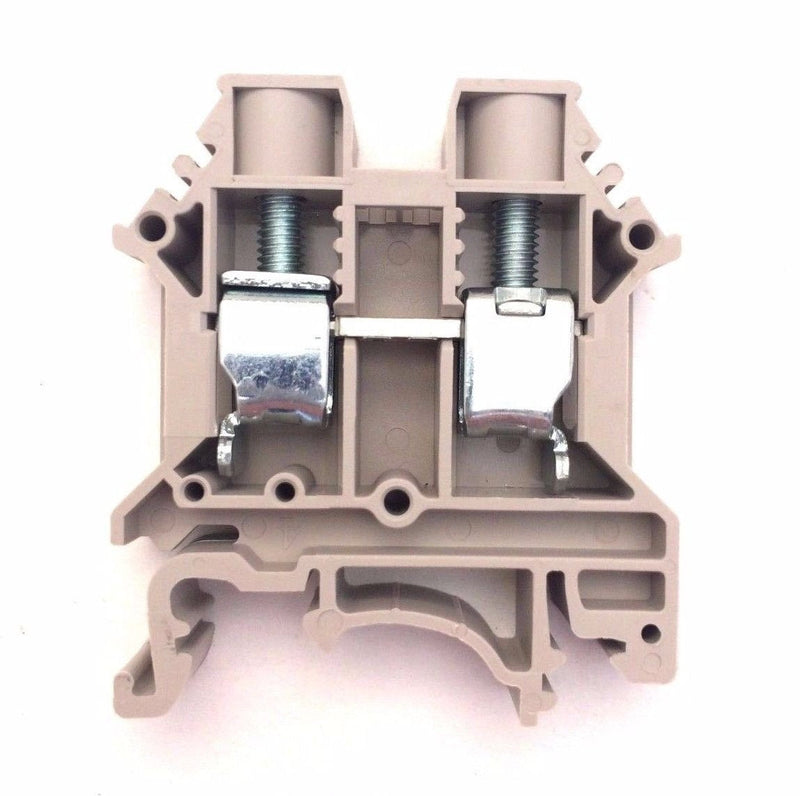 Dinkle DK10N DIN Rail Terminal Block Screw Type UL 600V 60A 6-20AWG, Pack of 50 Beige